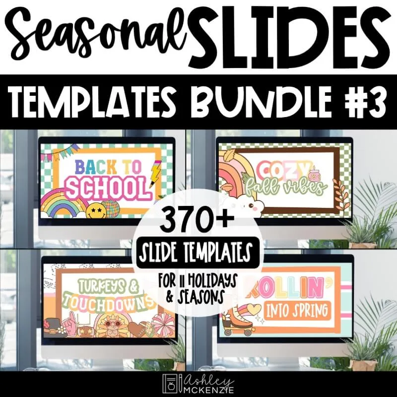 Seasonal google slides templates bundle, the 3rd set with a variety of seasonal designs