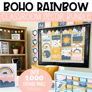 boho rainbow classroom decor bundle
