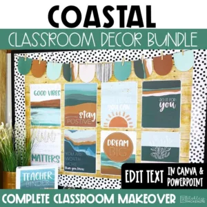 Modern Coastal classroom decor bundle for a calm classroom theme