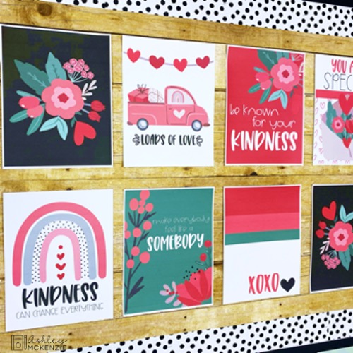 Red truck themed classroom posters for Valentine's Day and Kindness Week