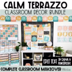 Calm Terrazzo Classroom Decor Bundle | Canva Editable Calm Colors Classroom Theme