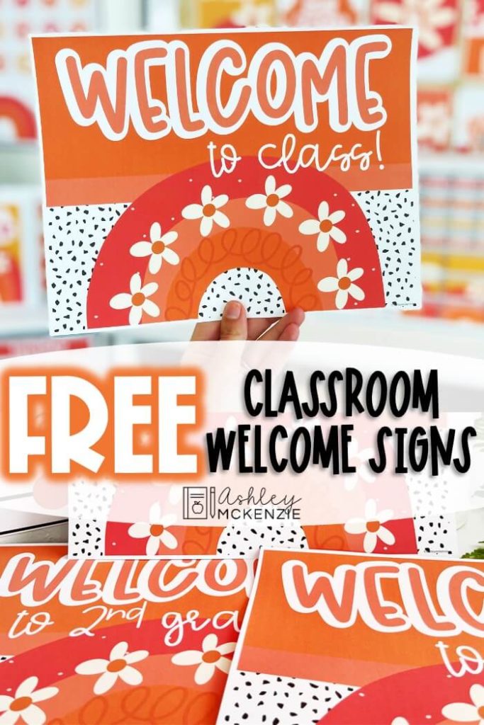 Free daisy themed classroom welcome signs