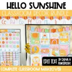 Hello Sunshine Classroom Decor Bundle Calm Colors Theme Bright Pastel Classroom Decor
