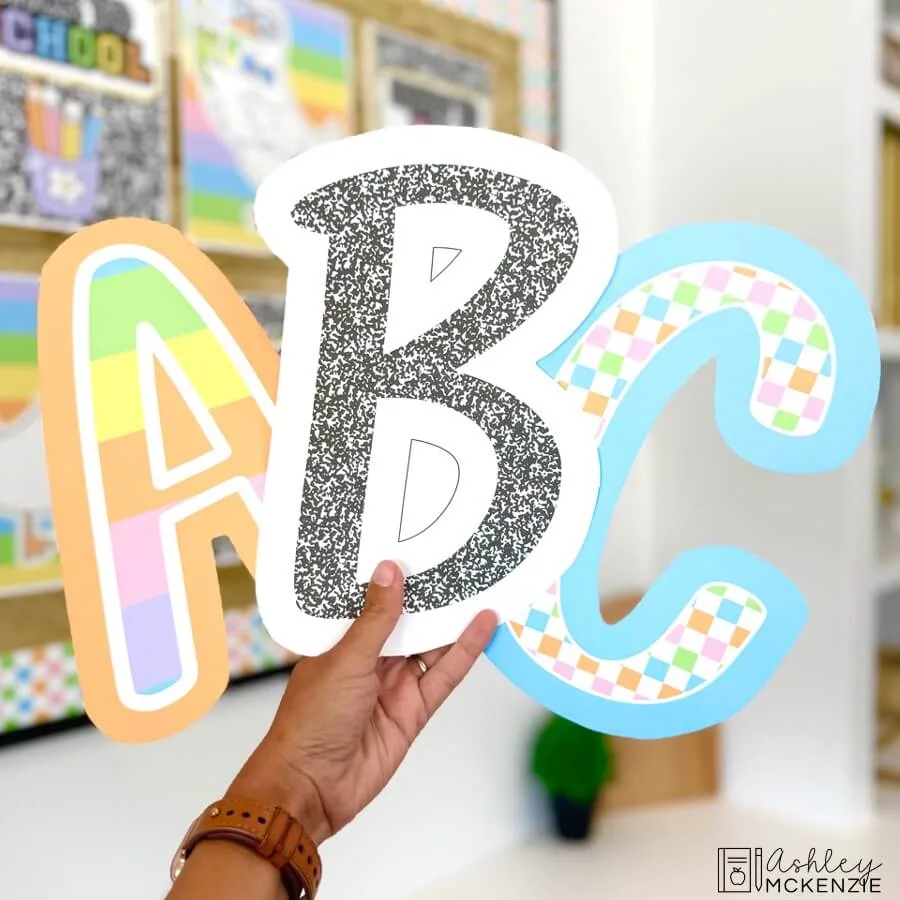 Back-to-school classroom decor ideas including bulletin board letters to create custom sayings