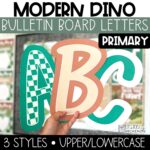 Modern Dinosaur Primary Font Bulletin Board Letters A-Z, Punctuation, and Numbers