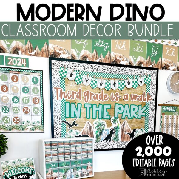 Modern Dinosaur Classroom Theme | Editable Classroom Decor Bundle