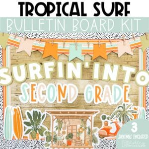 Tropical surf beach themed bulletin board kit