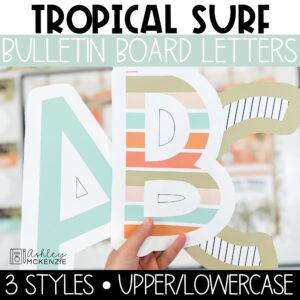beach themed bulletin board letters for back to school, tropical surf theme classroom decor