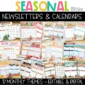 Bundle of seasonal newsletter templates and calendars to use all year in the classroom