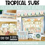 Tropical Surf Beach Themed Classroom Decor Bundle