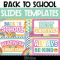 Back to school slide templates in a colorful design featuring retro style designs