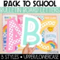 Back to school bulletin board letters in bright checkered designs