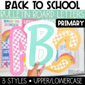 Back to school bulletin board letters in a primary font