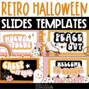 Retro Halloween slides templates for Google Slides in classroom