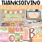 Football and Thanksgiving Bulletin Board Decor, Classroom Posters, Bulletin Board Letters, and Slides Templates Bundle | Turkeys & Touchdowns Theme