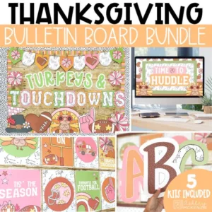 Thanksgiving Bulletin Board Kits featuring a football theme