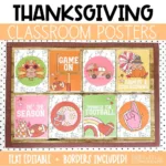 Football Thanksgiving Classroom Posters | Turkeys and Touchdowns Theme - Editable!