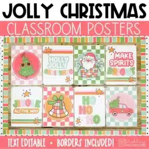 Holly Jolly Christmas Posters and Printable Bulletin Board Borders | December Bulletin Board Ideas | Text Editable Classroom Posters