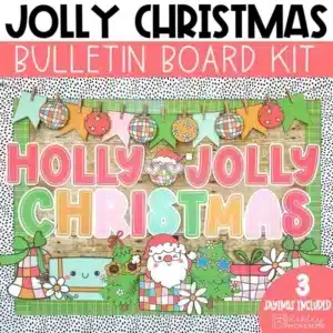 Holly Jolly Christmas Bulletin Board Kit | December Bulletin Board Ideas | Christmas Door Decor