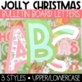 Christmas bulletin board letters featuring holiday prints in bright colors