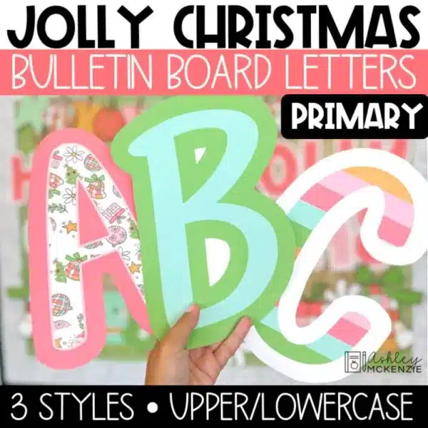 Christmas bulletin board letters in a primary font to use in classroom displays