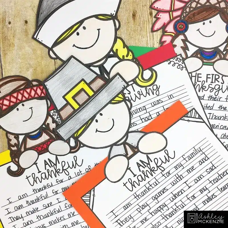 Thanksgiving bulletin board ideas featuring student work like Thanksgiving writing prompts with craft toppers