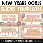 New Year Slide Templates, January Daily Slides compatible with Google Slides and PowerPoint | New Year Goals Theme