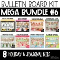 Seasonal bulletin board kits for all year, 8 different holiday and seasonal designs