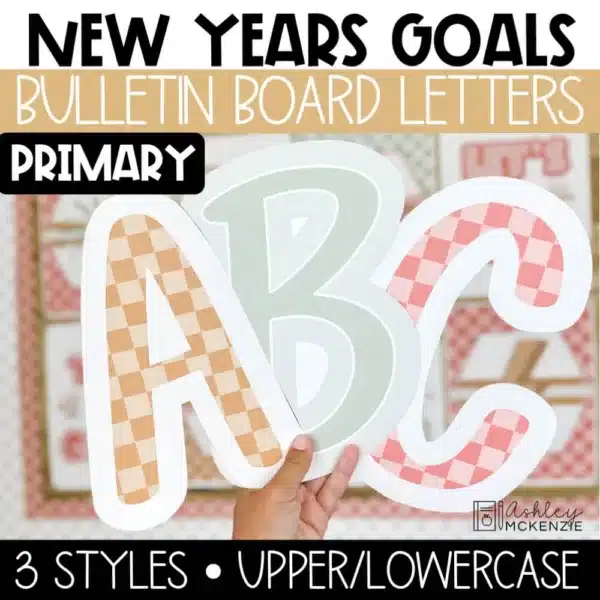 New Year bulletin board letters in a primary friendly font