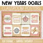 New Year Posters and Printable Bulletin Board Borders | New Year Goals Theme | January Bulletin Board Ideas | Text Editable Classroom Posters