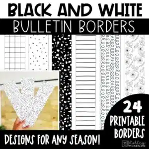 Black and white bulletin board borders