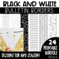 Black and white bulletin board borders