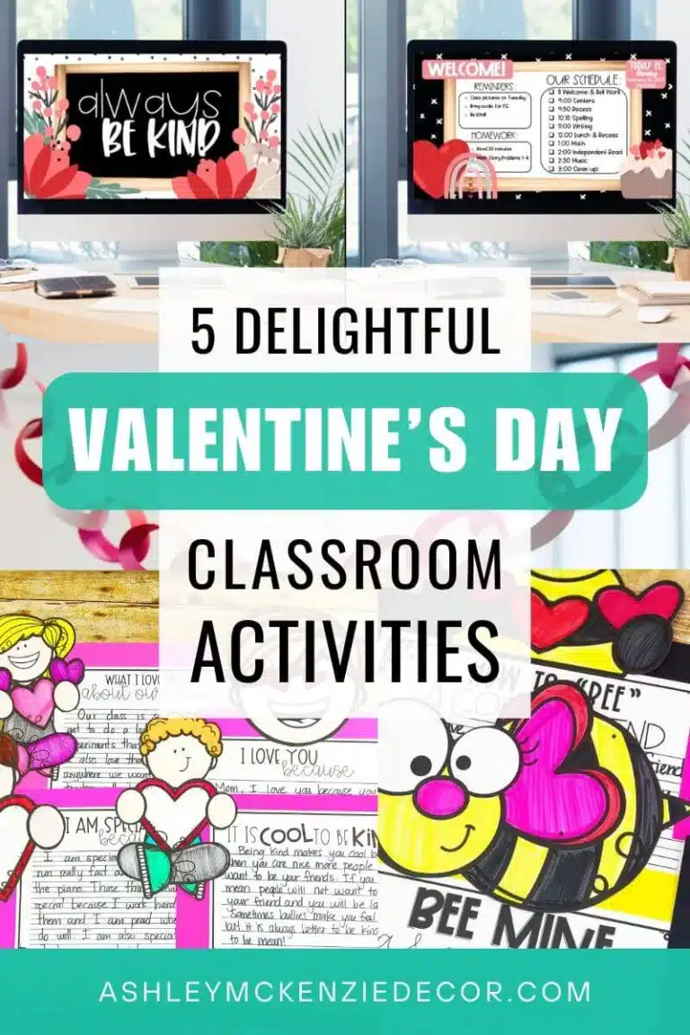 Valentine's Day classroom activities for busy teachers, easy to implement writing crafts, slide template ideas, and more