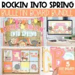 Spring Bulletin Board Bundle, March Posters, Printable Bulletin Board Letters, and Google Slides Templates | Rockin' into Spring Theme