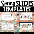 Boho spring slide templates in a variety of soothing designs for classroom daily slides