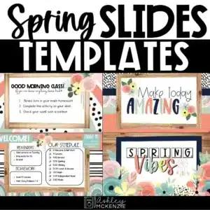 Boho spring slide templates in a variety of soothing designs for classroom daily slides