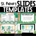 St. Patrick's Day slide templates featuring shamrocks and festive designs for daily slides