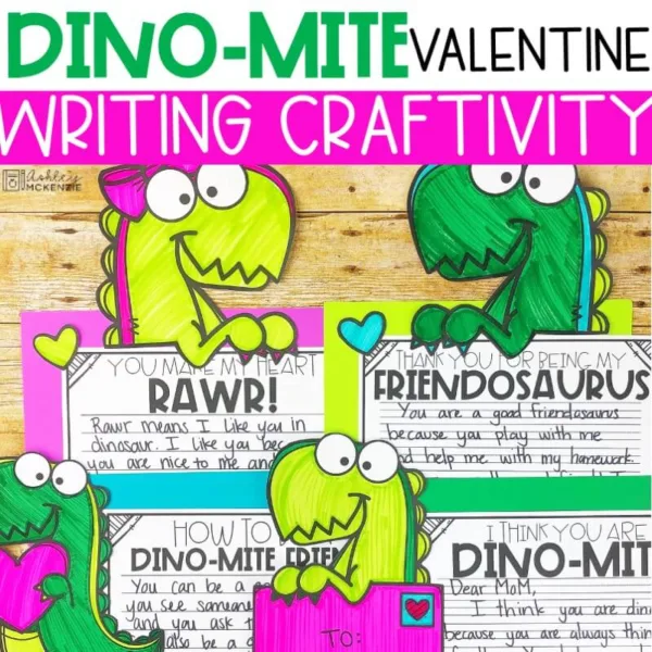 Dinosaur themed Valentine's Day writing activity