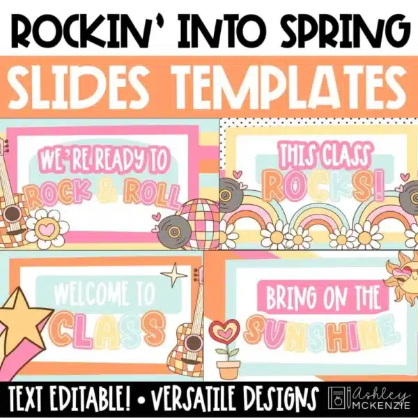 Spring slide templates shown in a variety of designs with a rock 'n' roll twist