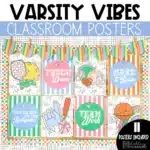 Varsity Vibes Sports Posters and Printable Bulletin Board Borders | Back to School Bulletin Board Ideas | Text Editable Sports Theme Classroom Posters