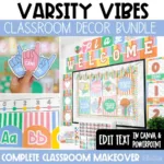 Varsity Vibes Sports Theme Classroom Decor Bundle | Editable Teacher Resources