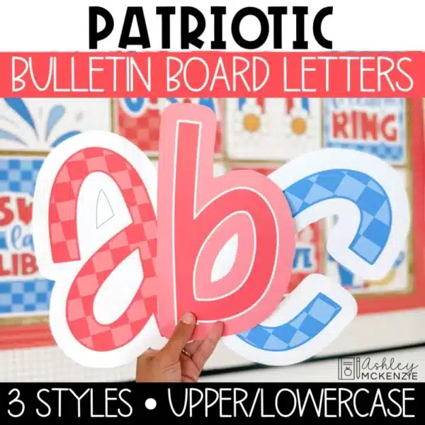 Patriotic bulletin board letters for custom 4th of July or Veterans Day displays.