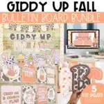 Giddy Up Fall Bulletin Board Bundle with Posters Printable Bulletin Board Letters Google Slides Templates