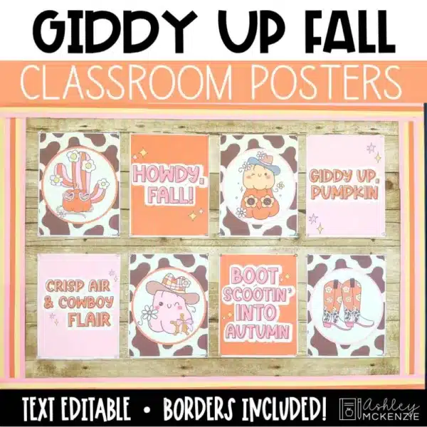 Fall posters for a Western classroom theme
