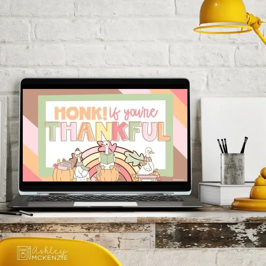 Thanksgiving slide templates featuring the saying "Honk if you're thankful"