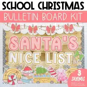 School Christmas bulletin board idea for December classroom displays