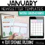Winter Newsletter Template Editable January Newsletter and Calendar | compatible with Google Slides ™