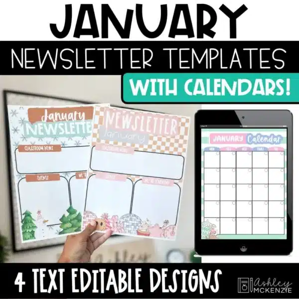 January newsletter templates with winter newsletter designs and calendars
