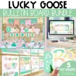 Lucky Goose St. Patrick's Day Bulletin Board Bundle with Posters, March Bulletin Board Letters, March Slides
