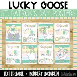 Lucky Goose St. Patrick's Day posters for March bulletin board ideas